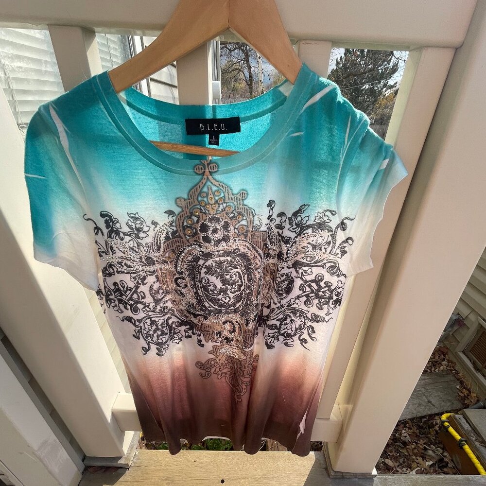 Women's BLEU Western Short-Sleeved Shirt, Size Large - Like New!